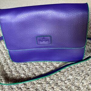 Baekgaard City Hipster Mini Leather Cross-Body Bag - Violet/Kelly Green